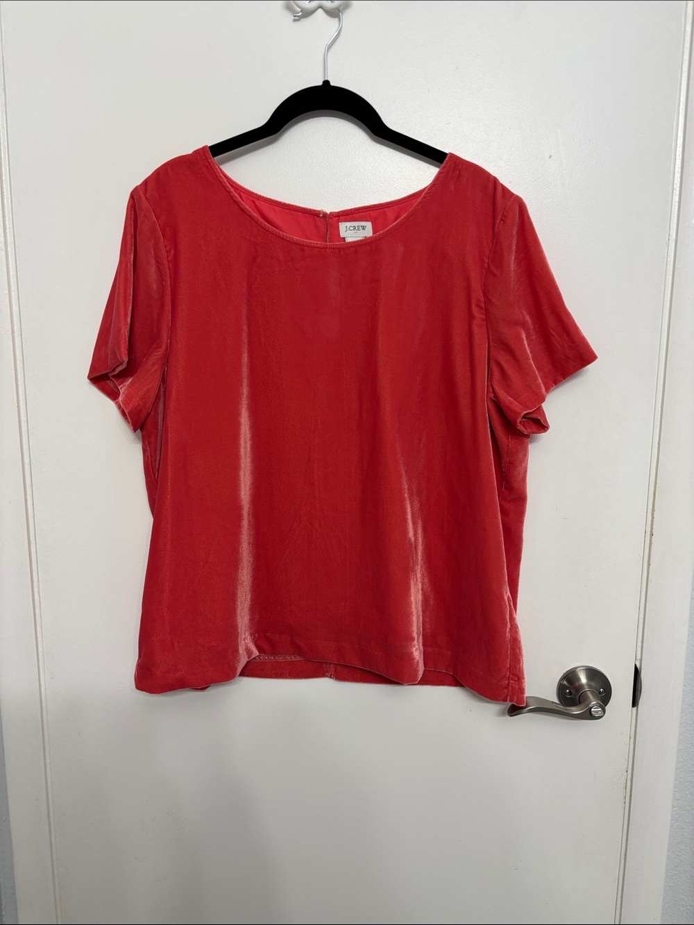J. Crew Short Sleeve Velvet Tee in Coral